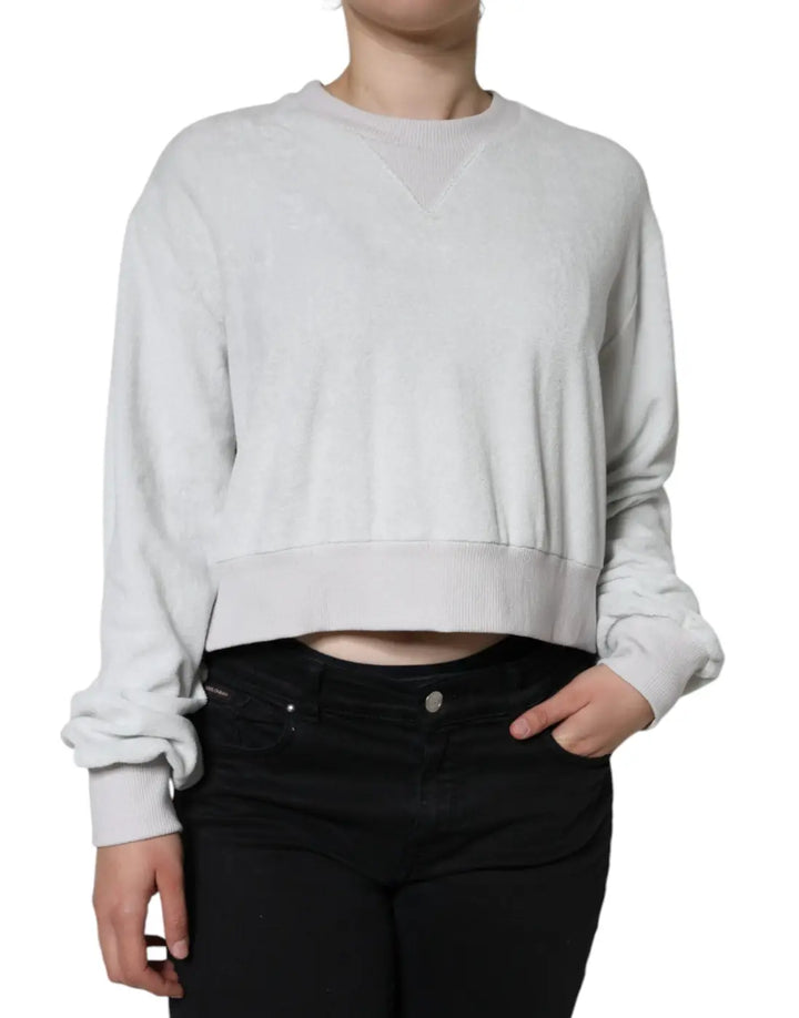 Dolce &amp; Gabbana White Nylon Stretch Crew Neck Pullover Sweater