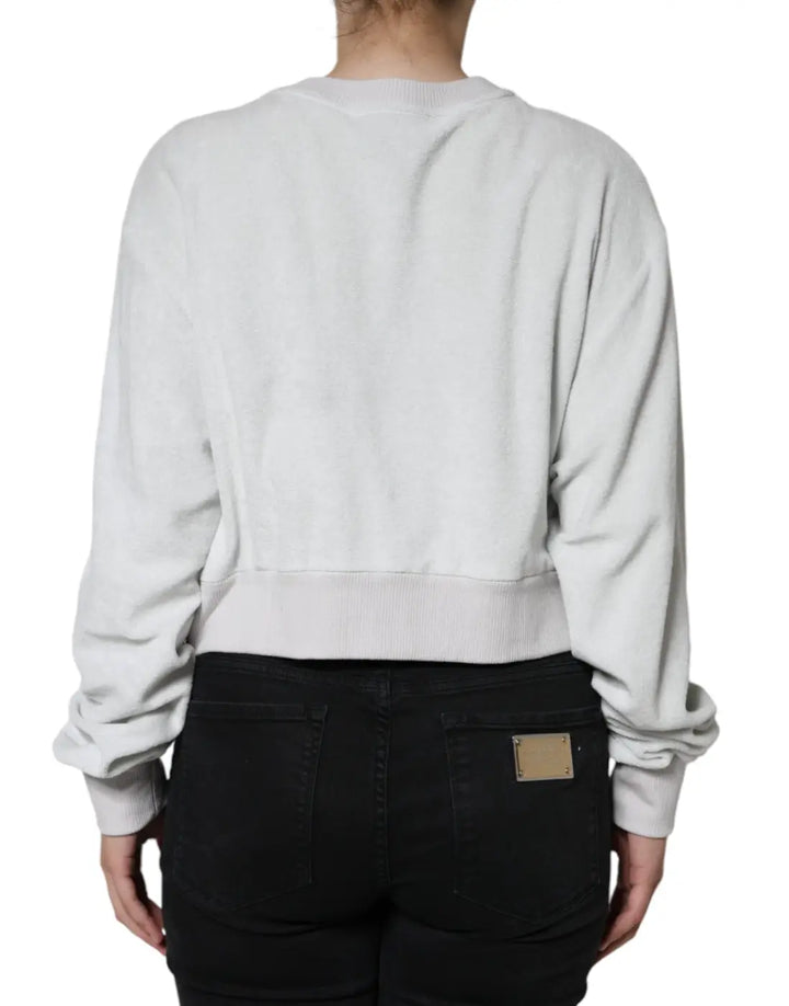Dolce &amp; Gabbana White Nylon Stretch Crew Neck Pullover Sweater