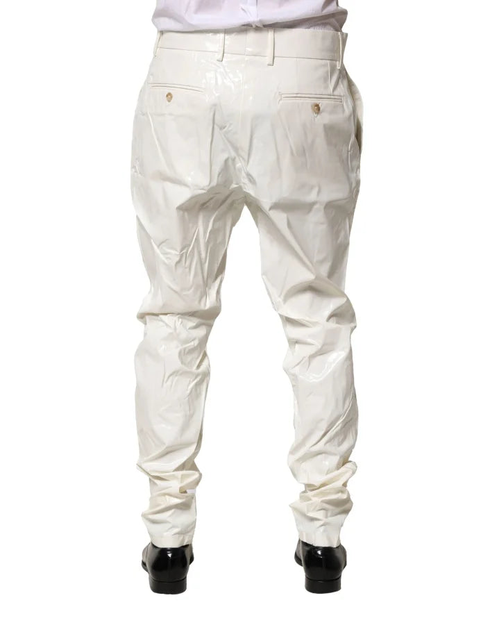 Dolce & Gabbana White Nylon Tapered Dress Men Pants