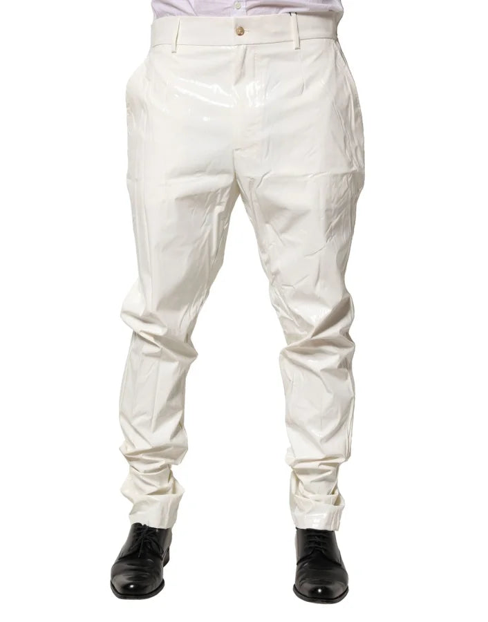 Dolce & Gabbana White Nylon Tapered Dress Men Pants