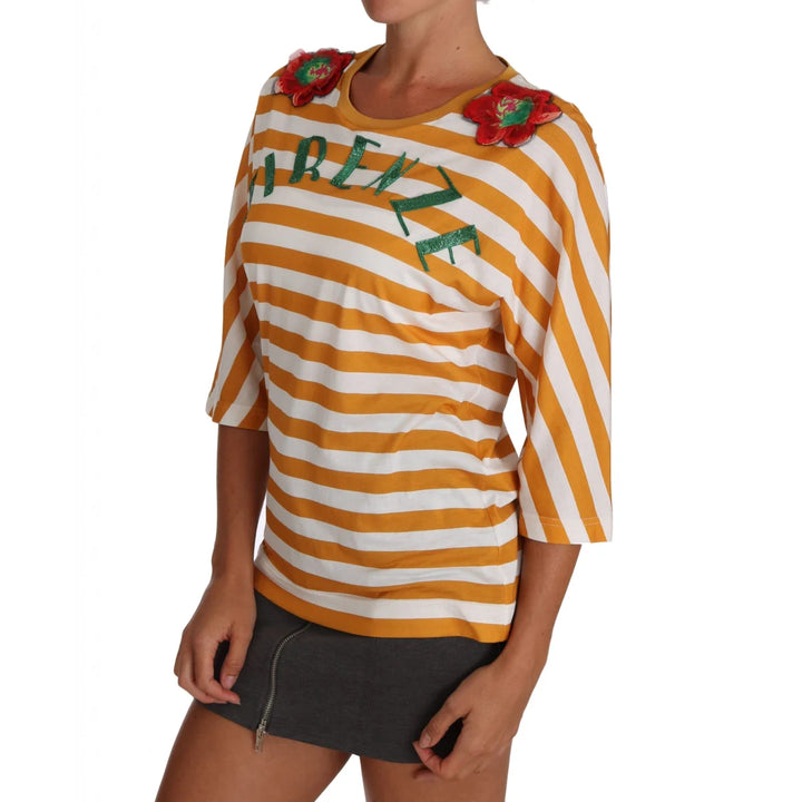 Dolce & Gabbana White Orange FIRENZE Top T-shirt