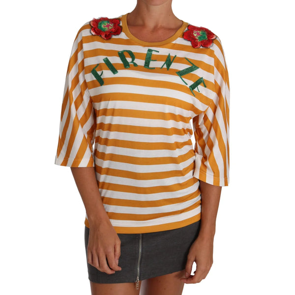 Dolce & Gabbana White Orange FIRENZE Top T-shirt