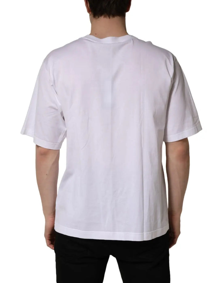 Dolce &amp; Gabbana White Oversized Cotton Men Crew Neck T-shirt