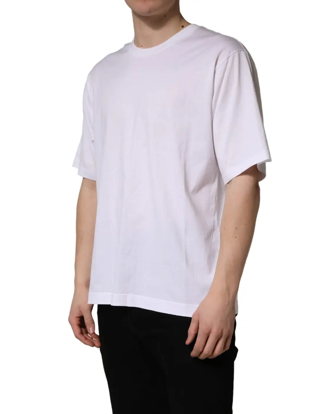 Dolce &amp; Gabbana White Oversized Cotton Men Crew Neck T-shirt