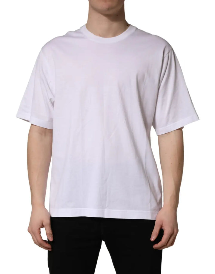 Dolce &amp; Gabbana White Oversized Cotton Men Crew Neck T-shirt