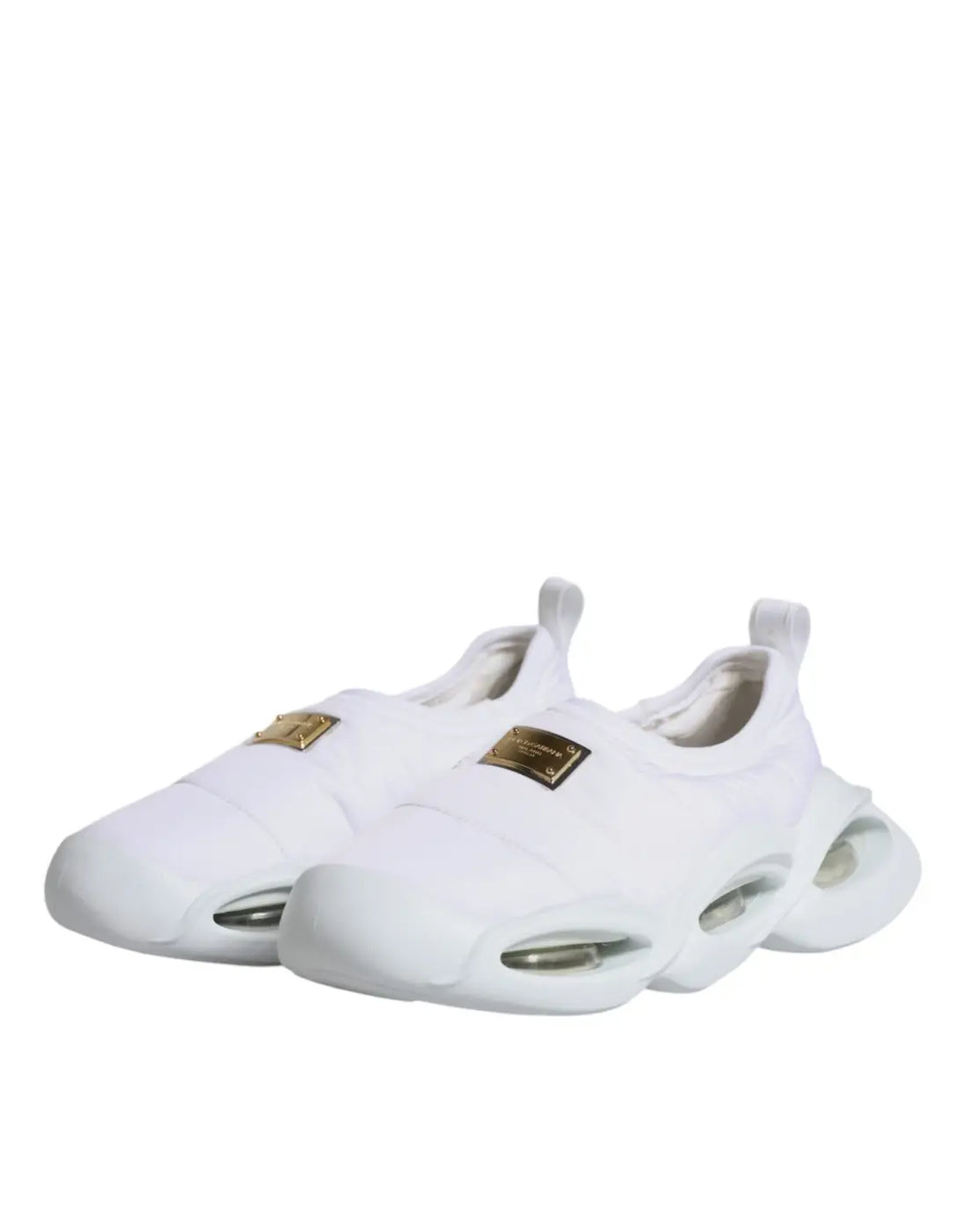 Dolce &amp; Gabbana White Padded Fabric Low Top Sneakers Shoes