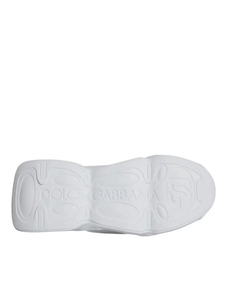 Dolce &amp; Gabbana White Padded Fabric Low Top Sneakers Shoes