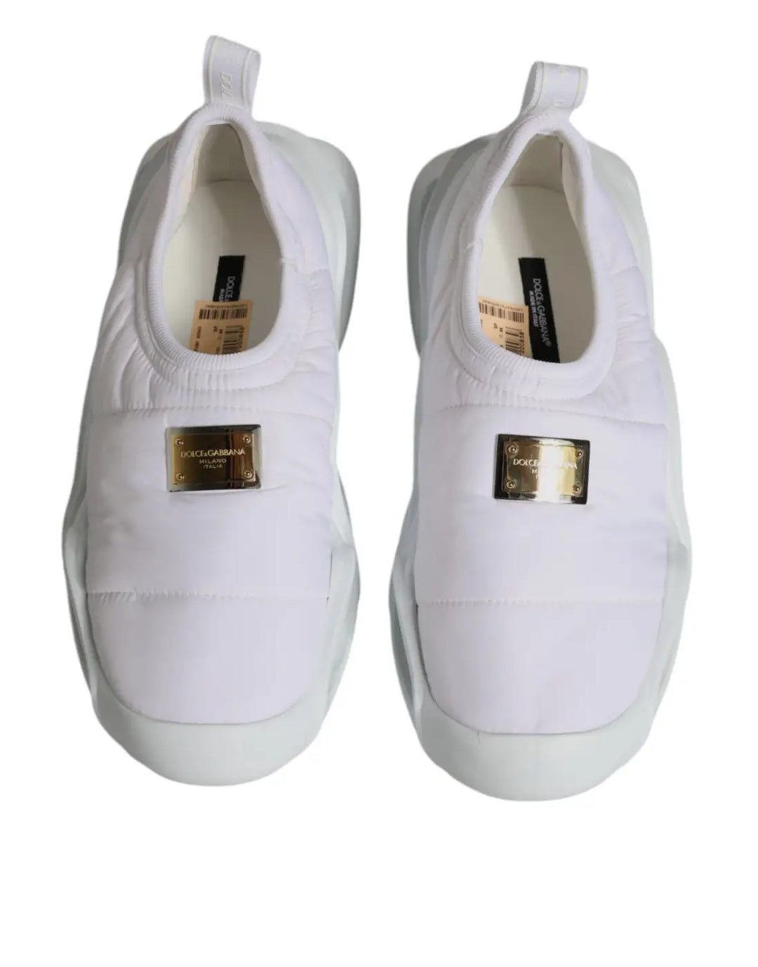 Dolce &amp; Gabbana White Padded Fabric Low Top Sneakers Shoes