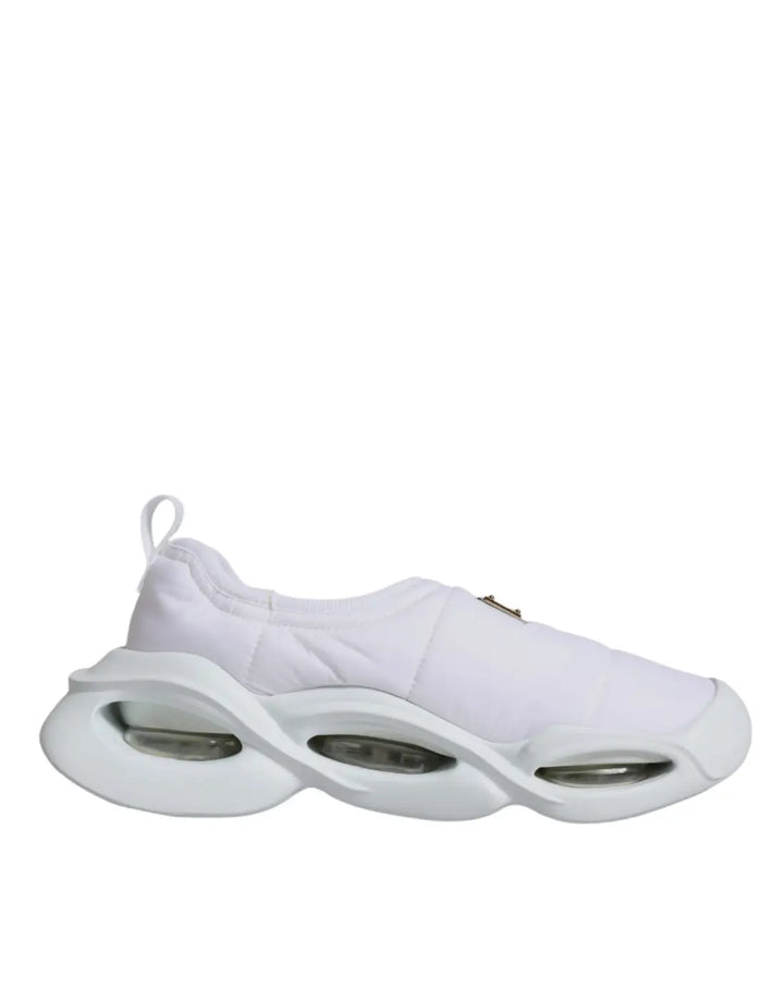 Dolce &amp; Gabbana White Padded Fabric Low Top Sneakers Shoes