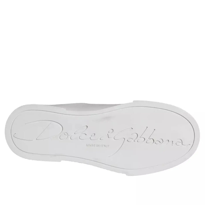 Dolce &amp; Gabbana White Patch Calfskin Nappa Portofino Sneakers Shoes