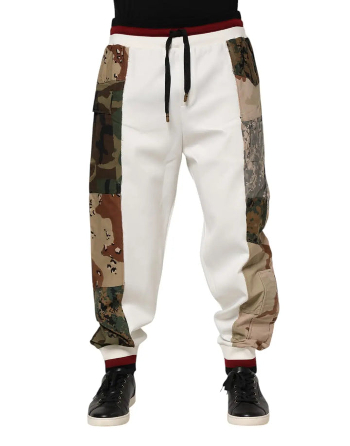 Dolce &amp; Gabbana White Patchwork Jogger Pants