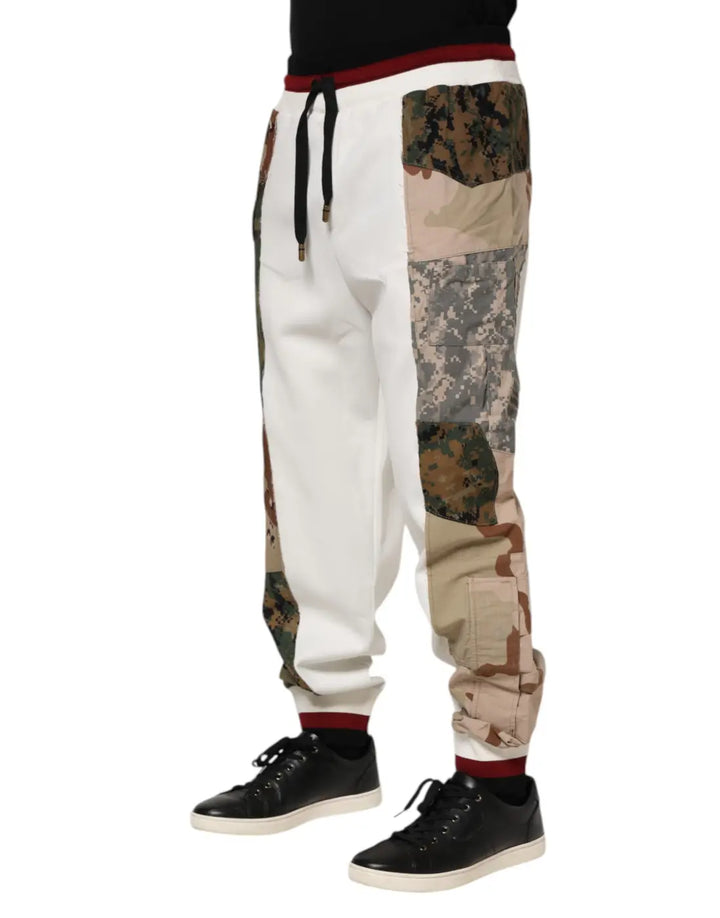 Dolce &amp; Gabbana White Patchwork Jogger Pants