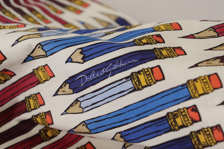 Dolce &amp; Gabbana - White Pencil Print Cotton T-shirt Blouse