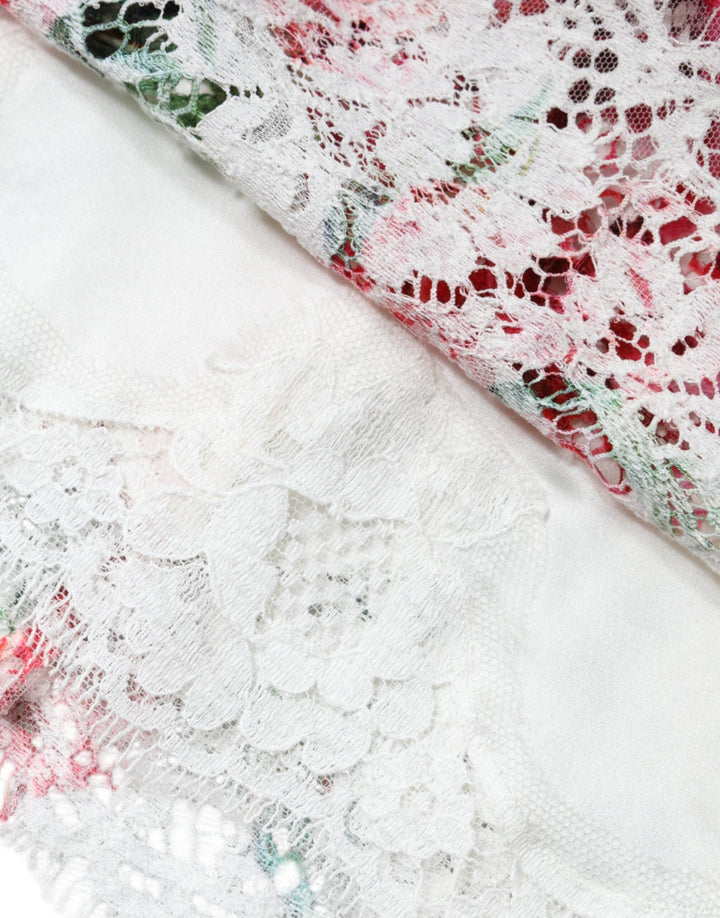 Dolce &amp; Gabbana - White Peony Lace Short Sleeves Blouse Top