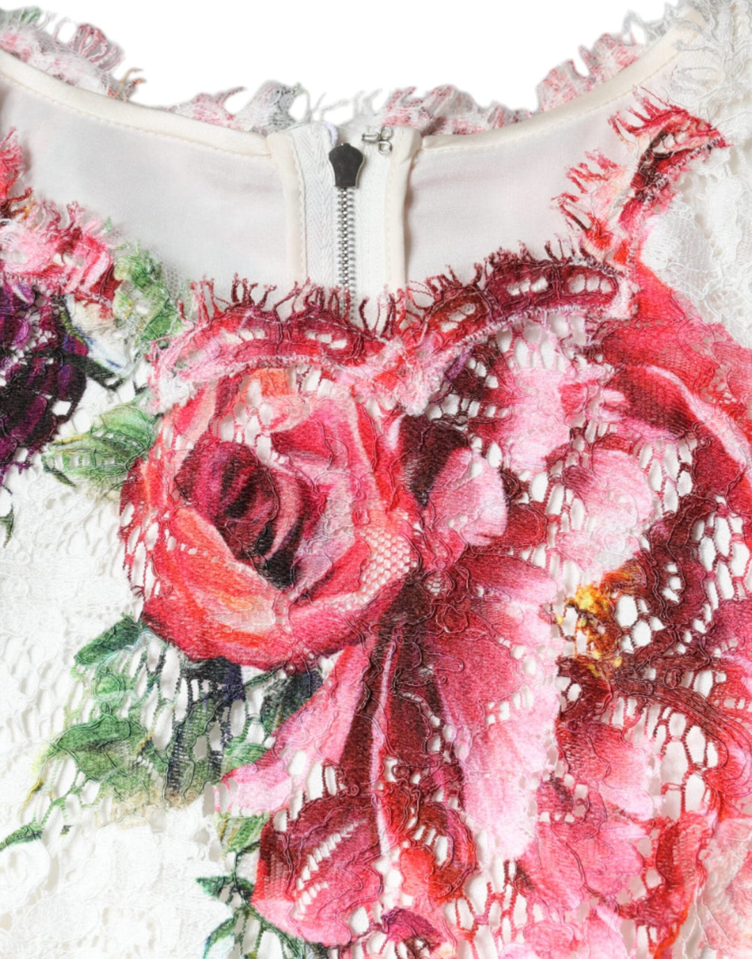 Dolce &amp; Gabbana - White Peony Lace Short Sleeves Blouse Top