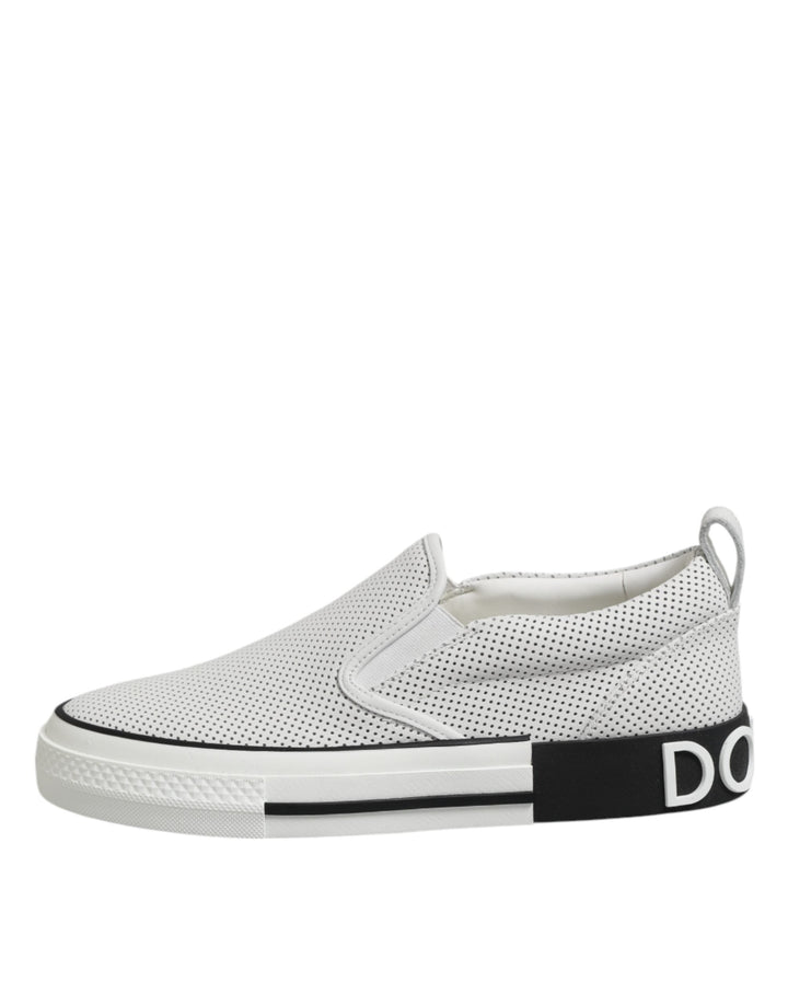Dolce &amp; Gabbana White Perforated Custom 2.zero Sneakers Shoes