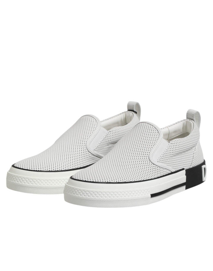 Dolce &amp; Gabbana White Perforated Custom 2.zero Sneakers Shoes