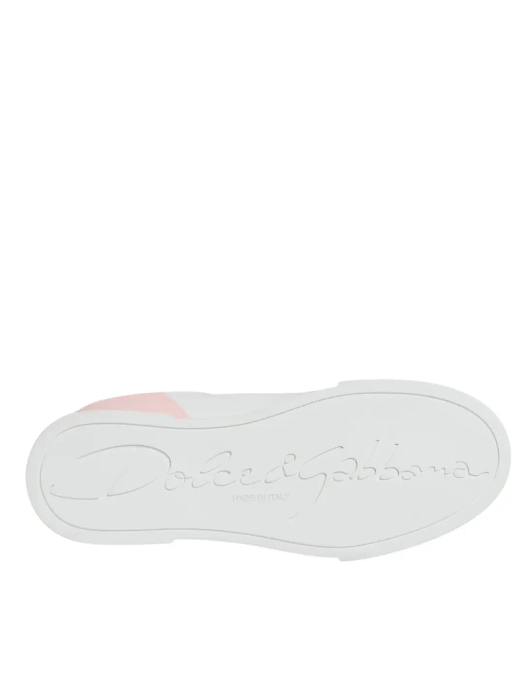 Dolce &amp; Gabbana White Pink Portofino Low Top Sneakers Shoes