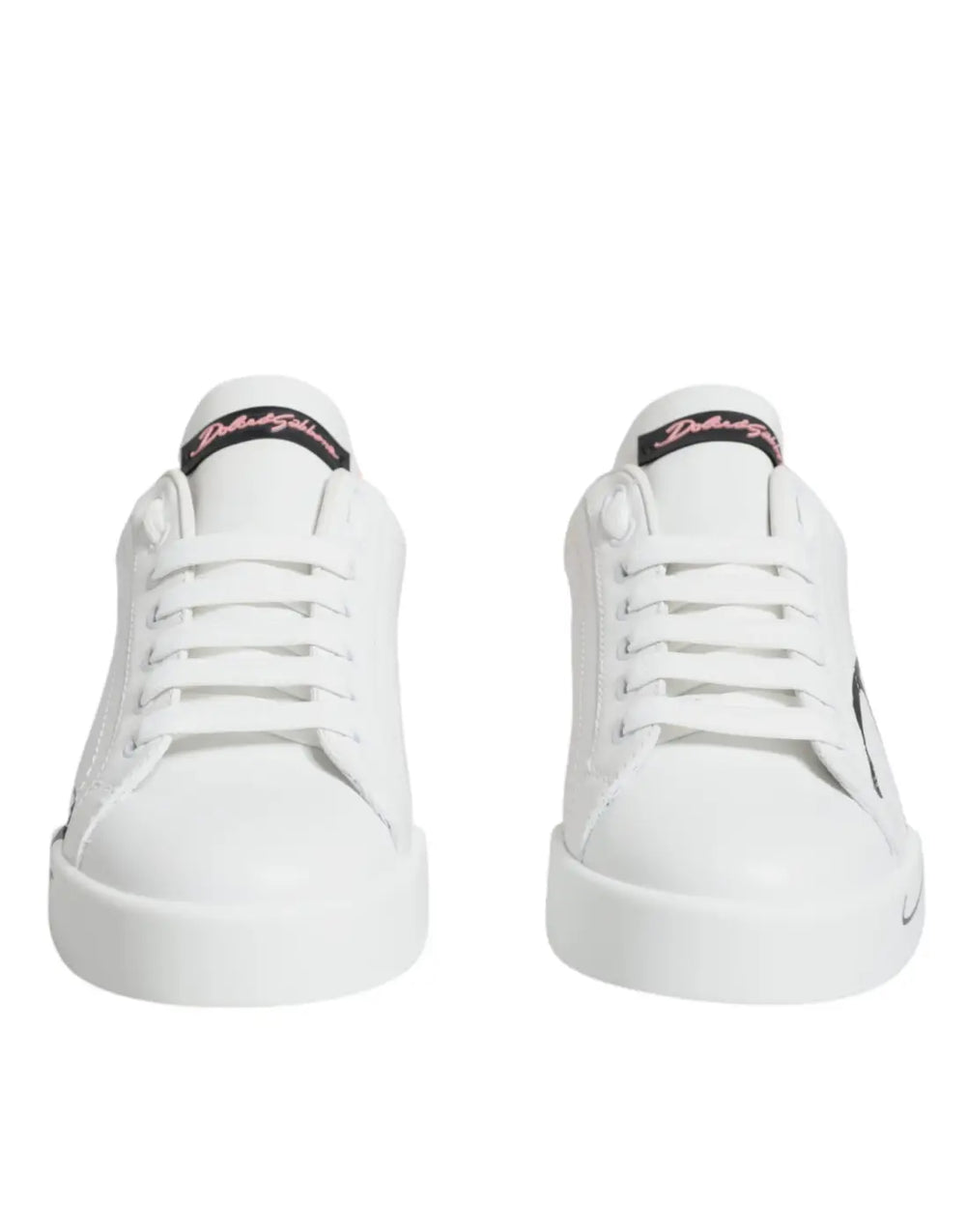 Dolce & Gabbana White Pink Portofino Low Top Sneakers Shoes