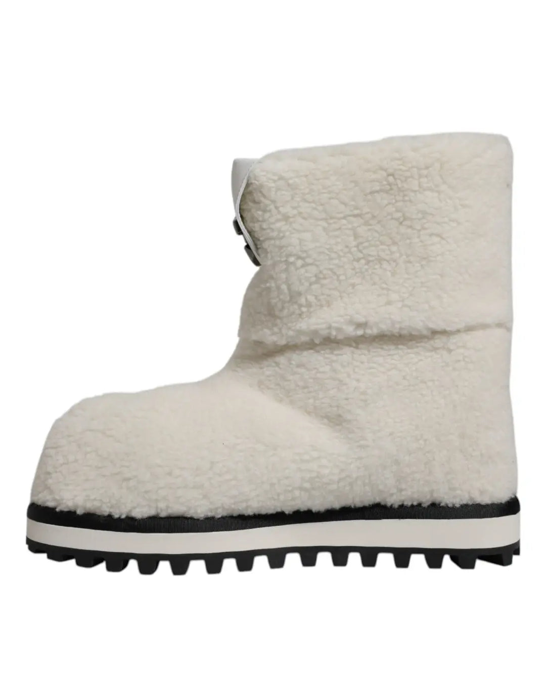Dolce &amp; Gabbana White Plush Logo Padded Mid Calf Boots Shoes