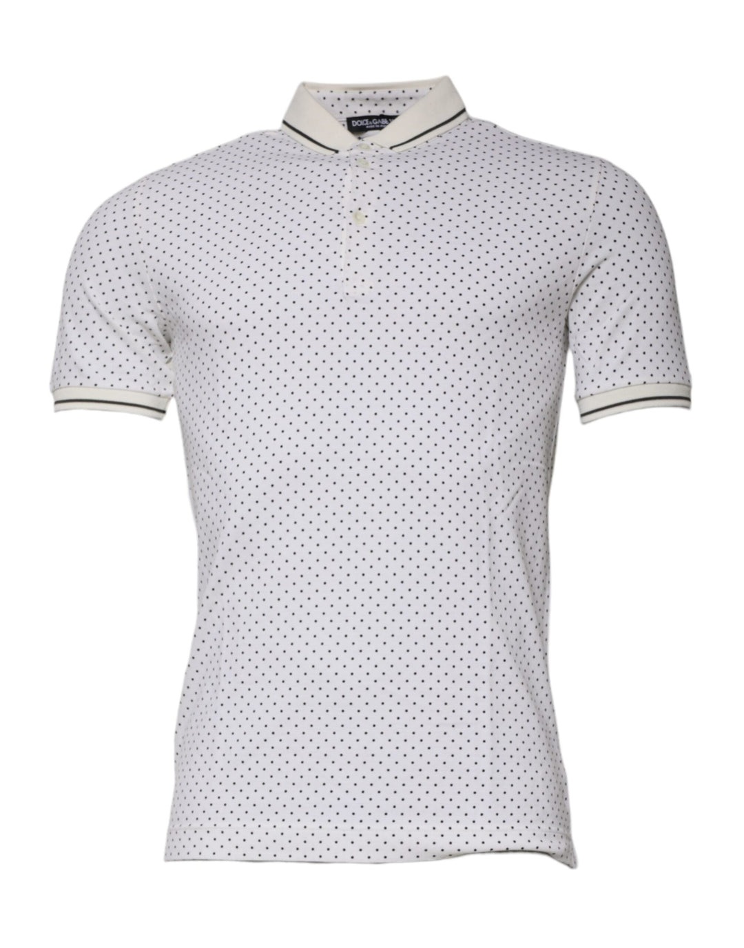 Dolce &amp; Gabbana White Polka Dot Cotton Collared Polo T-shirt