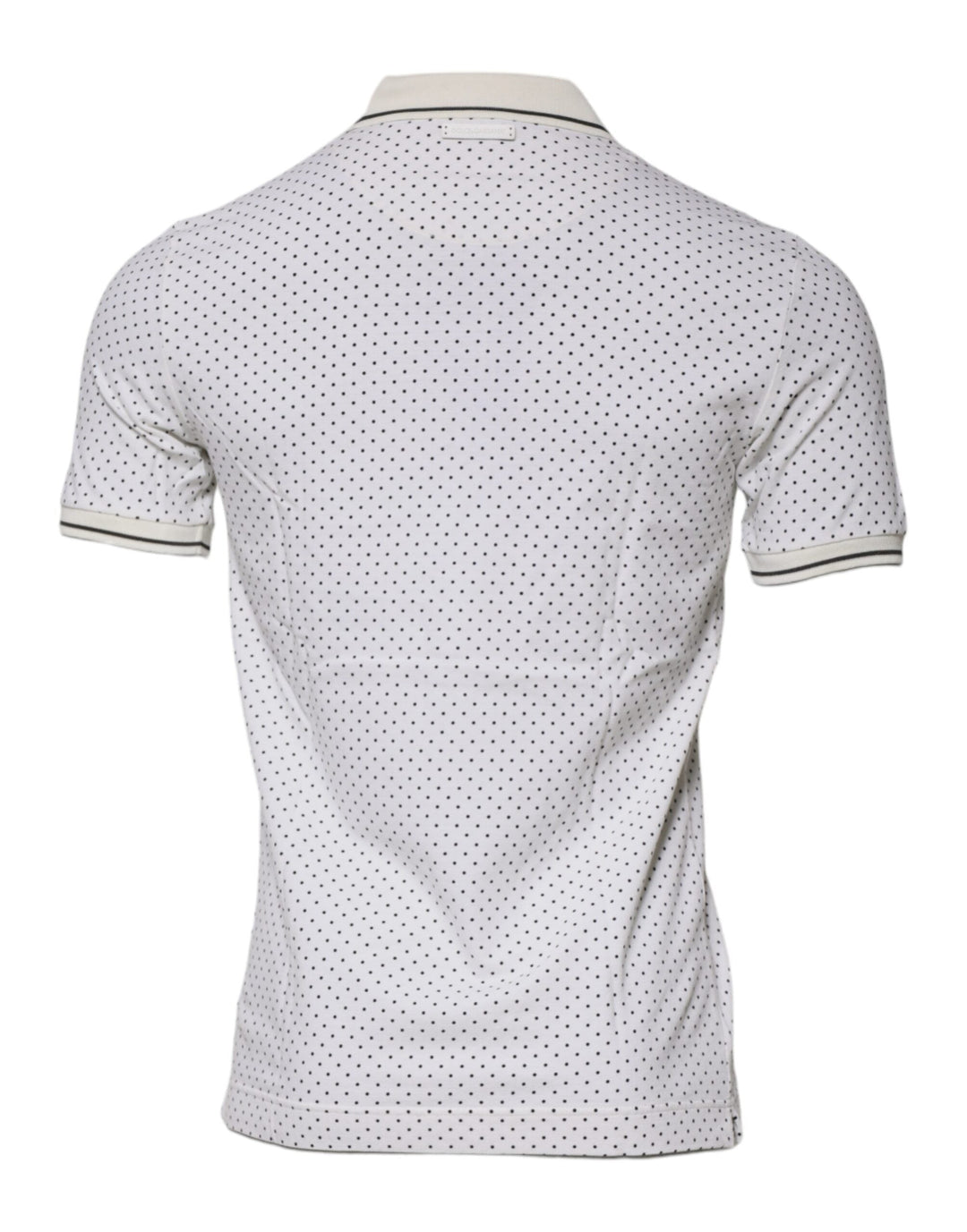Dolce &amp; Gabbana White Polka Dot Cotton Collared Polo T-shirt