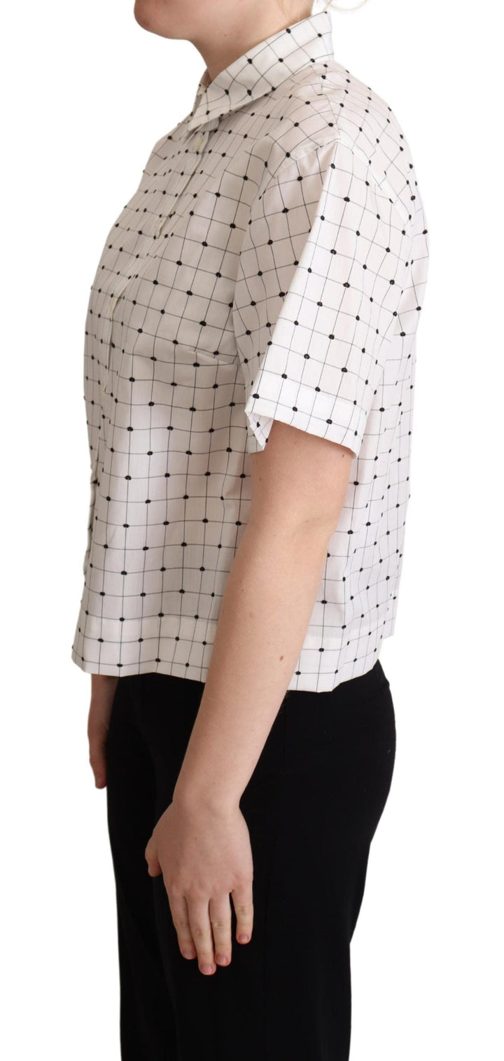 Dolce &amp; Gabbana Shirts - White Polka Dot Cotton Collared Shirt Top