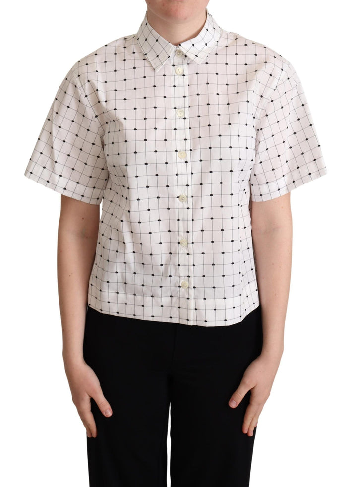 Dolce &amp; Gabbana Shirts - White Polka Dot Cotton Collared Shirt Top