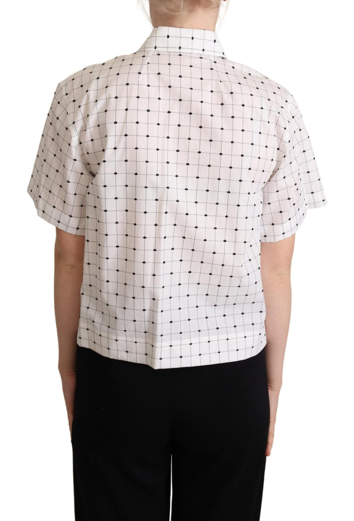 Dolce &amp; Gabbana Shirts - White Polka Dot Cotton Collared Shirt Top