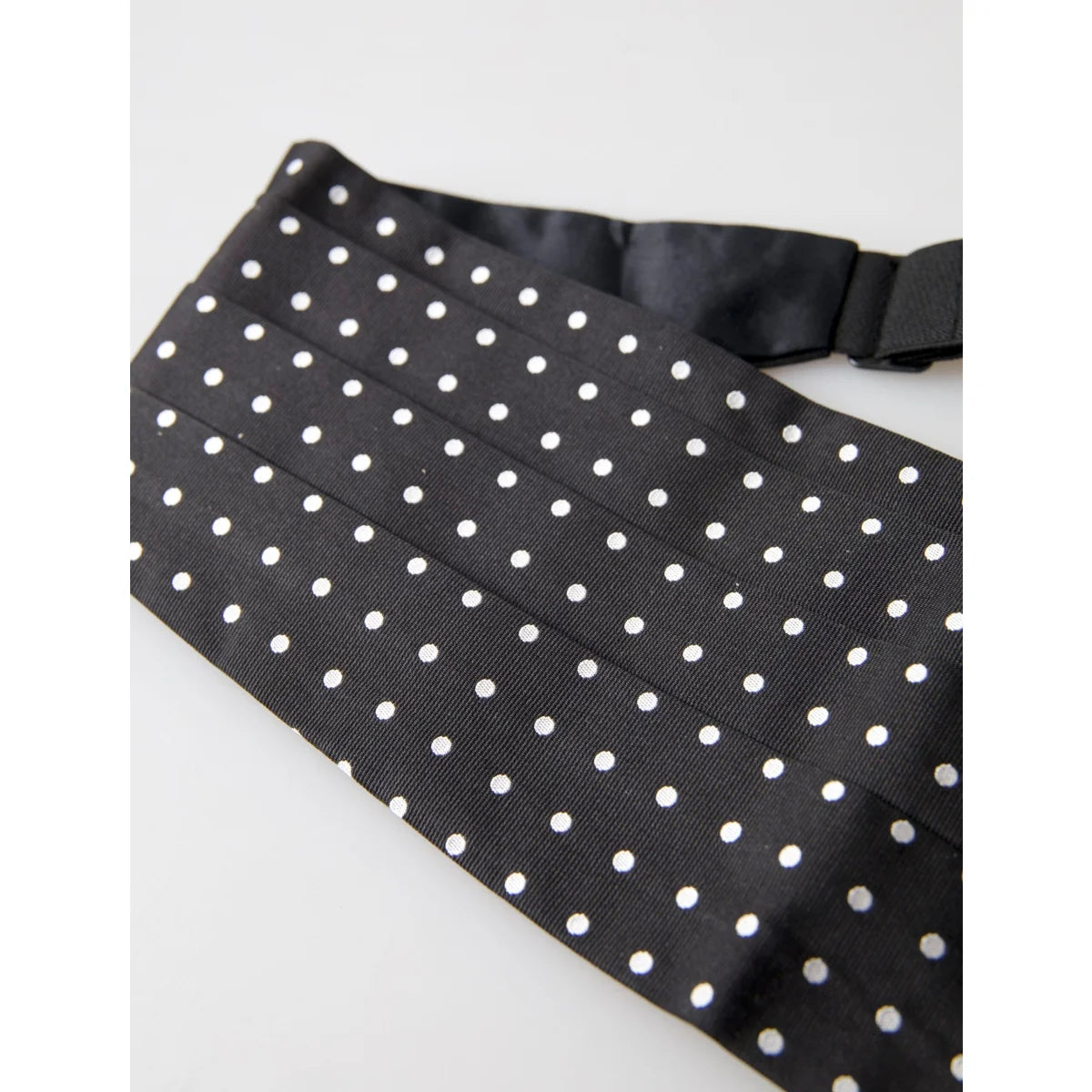 Dolce & Gabbana White Polka Dot Cummerbund with Adjustable Hook Clip