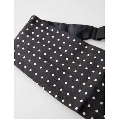 Dolce & Gabbana White Polka Dot Cummerbund with Adjustable Hook Clip