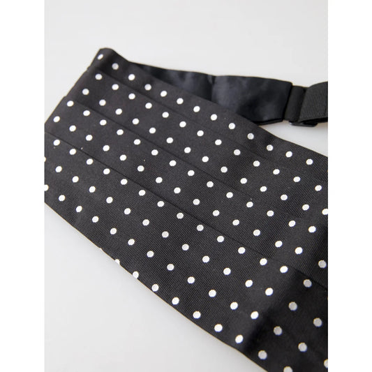 Dolce & Gabbana White Polka Dot Cummerbund with Adjustable Hook Clip