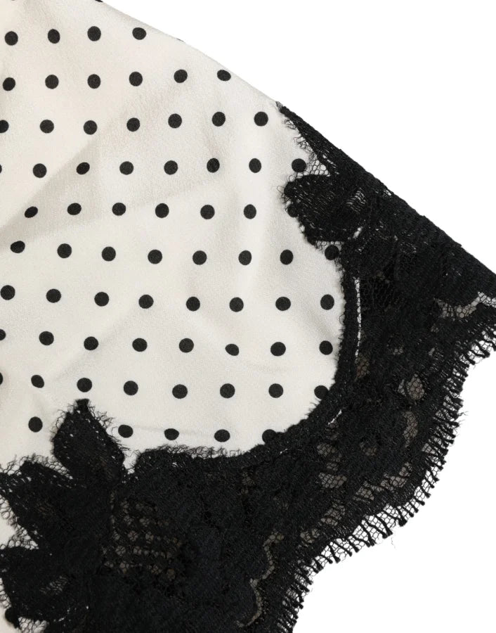 Dolce &amp; Gabbana White Polka Dot Lace-Trimmed Camisole Top Underwear
