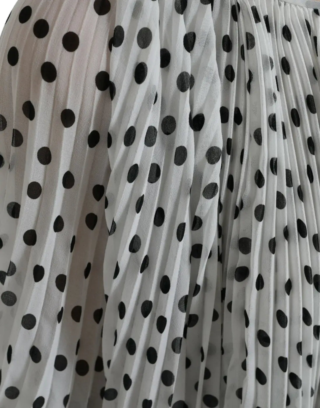 Dolce &amp; Gabbana White Polka Dot A-line Pleated Maxi Dress