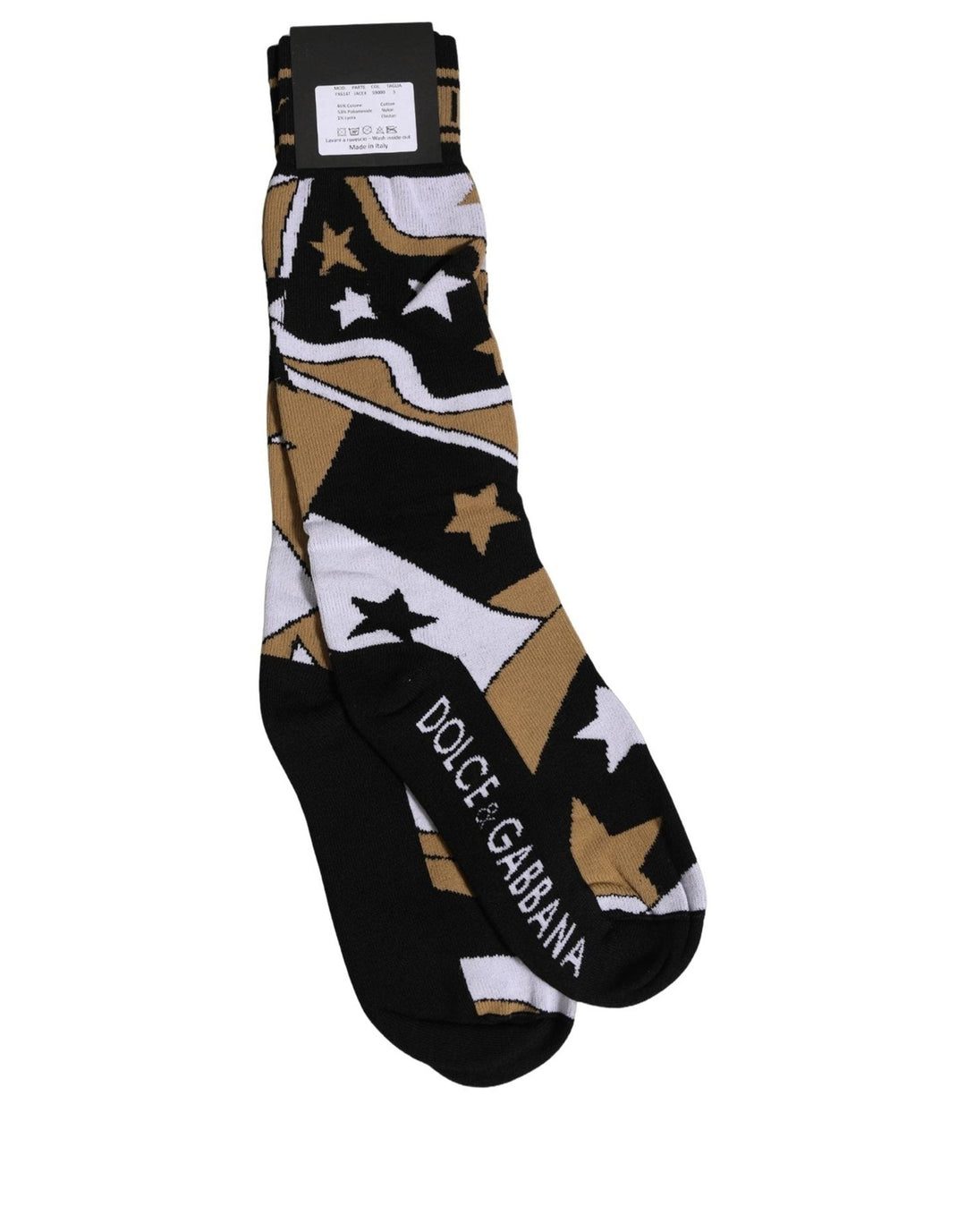 Dolce &amp; Gabbana White Polka Dot Over the Calf Accessory Socks