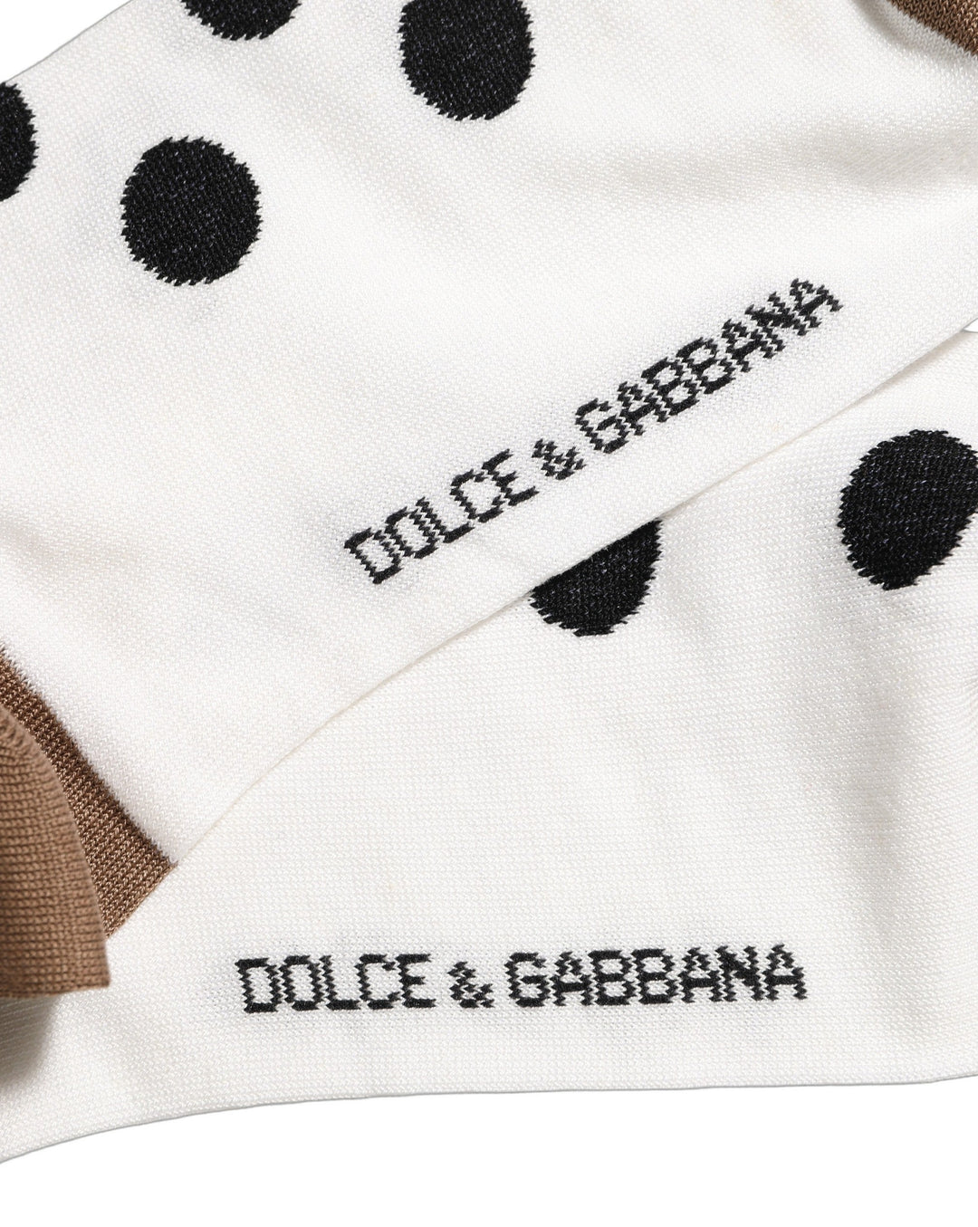 Dolce &amp; Gabbana White Polka Dot Over the Calf Accessory Socks
