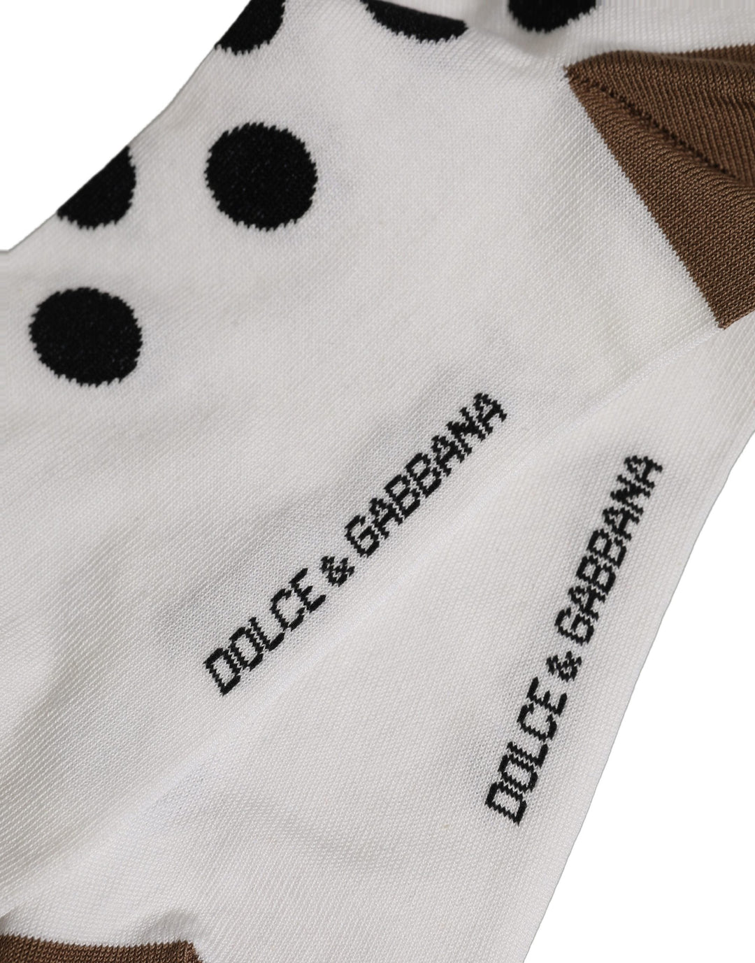 Dolce &amp; Gabbana White Polka Dot Over the Calf Accessory Socks