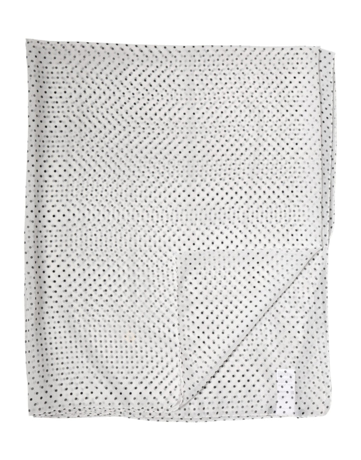 Dolce &amp; Gabbana White Polka Dot Polyester Shawl Scarf