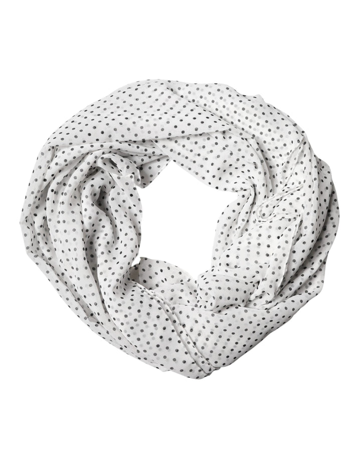 Dolce &amp; Gabbana White Polka Dot Polyester Shawl Scarf