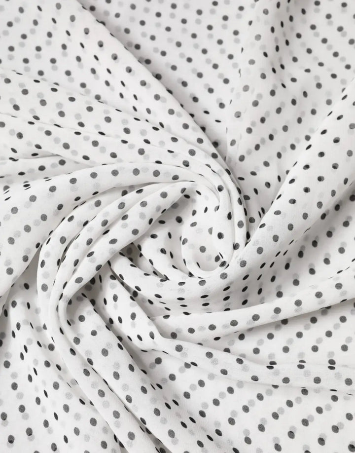 Dolce &amp; Gabbana White Polka Dot Polyester Shawl Scarf