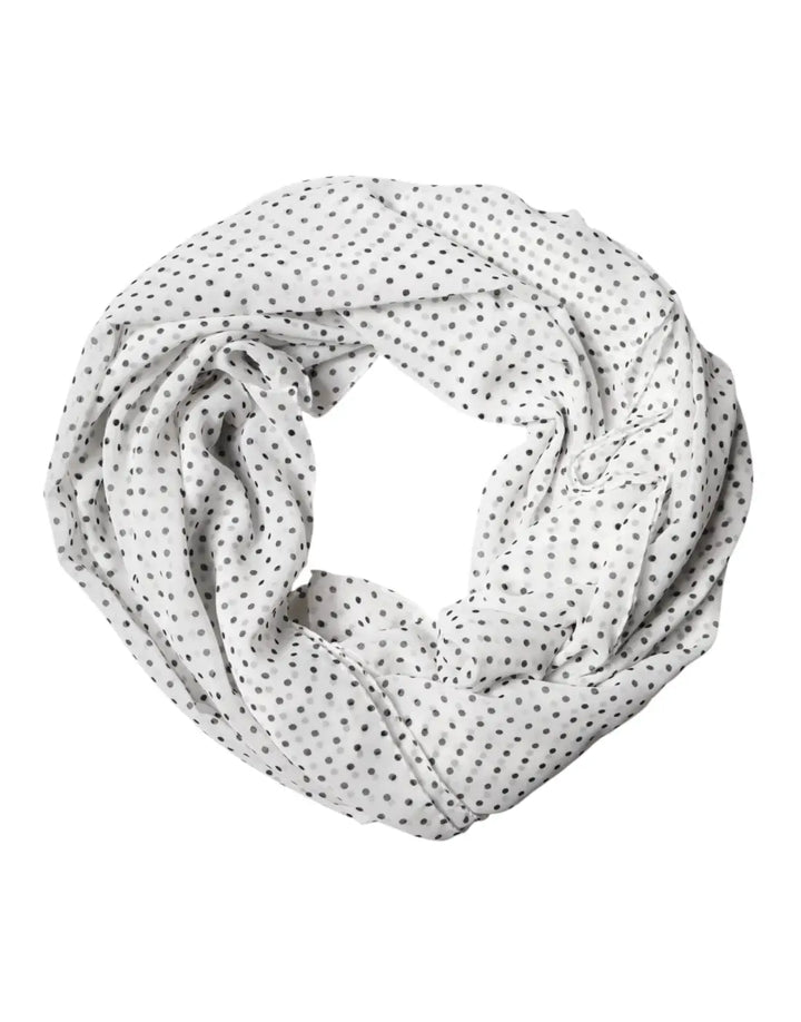 Dolce &amp; Gabbana White Polka Dot Polyester Shawl Scarf