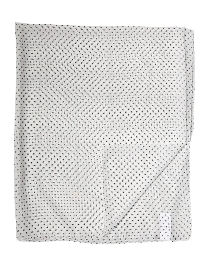 Dolce &amp; Gabbana White Polka Dot Polyester Shawl Scarf