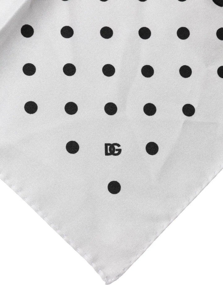 Dolce &amp; Gabbana White Polka Dot Square Handkerchief Scarf