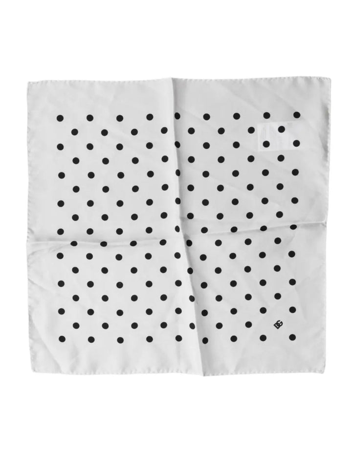 Dolce &amp; Gabbana White Polka Dot Square Handkerchief Scarf