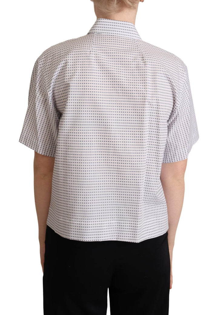 Dolce &amp; Gabbana Shirts - White Polka Dots Collared Blouse Shirt