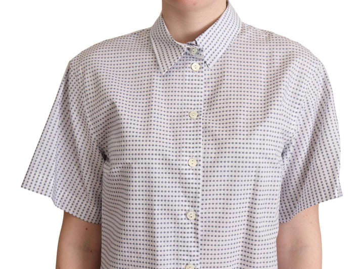 Dolce &amp; Gabbana Shirts - White Polka Dots Collared Blouse Shirt