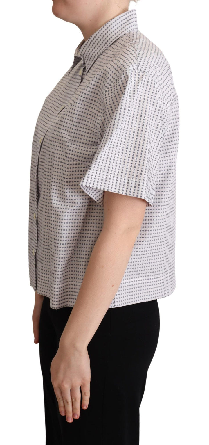 Dolce &amp; Gabbana Shirts - White Polka Dots Collared Blouse Shirt