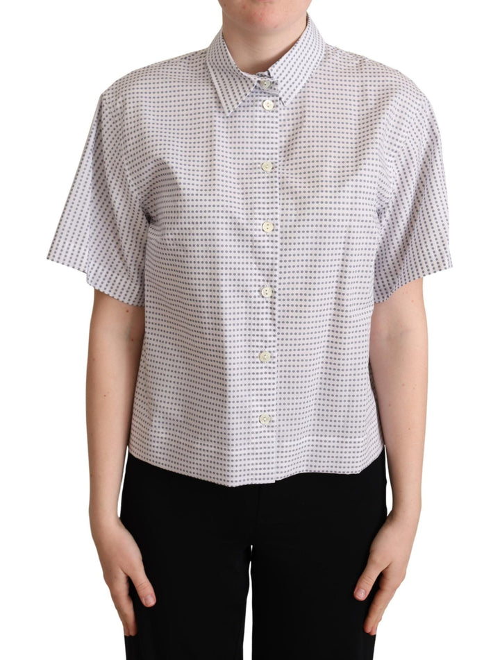 Dolce &amp; Gabbana Shirts - White Polka Dots Collared Blouse Shirt