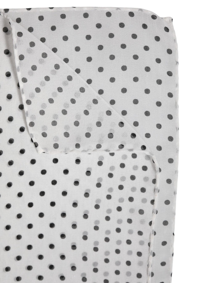 Dolce &amp; Gabbana White Polka Dots Polyester Wrap Shawl Scarf
