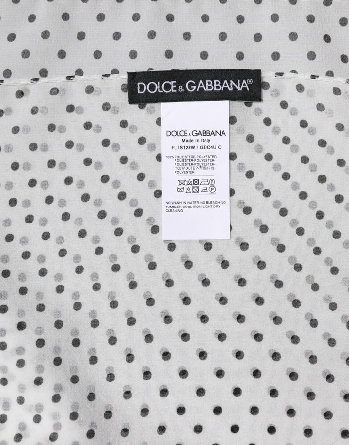 Dolce &amp; Gabbana White Polka Dots Polyester Wrap Shawl Scarf